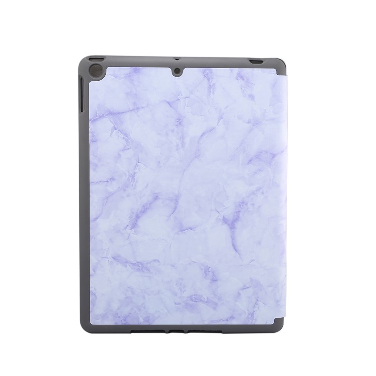 Marble Texture Tri-fold Leather Tablet Cover with Pen Slot for Apple iPad 10.2 (2020) (2019) - Purple-2