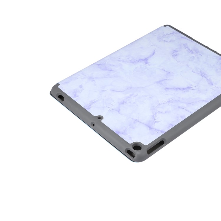 Marble Texture Tri-fold Leather Tablet Cover with Pen Slot for Apple iPad 10.2 (2020) (2019) - Purple-3