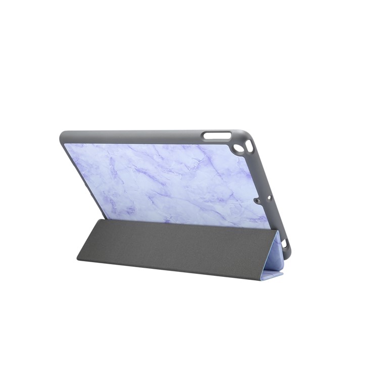 Marble Texture Tri-fold Leather Tablet Cover with Pen Slot for Apple iPad 10.2 (2020) (2019) - Purple-4