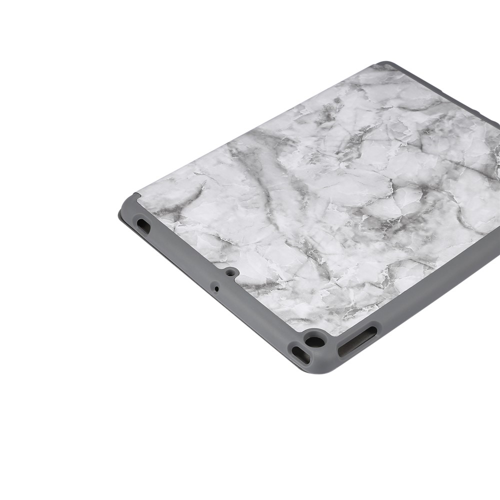 Cubierta de Tableta de Cuero Tri Pliegue de Mármol Con Ranura Para Lápiz Para Ipad 10.2 (2021)/(2020)/(2019) - Gris Oscuro-3