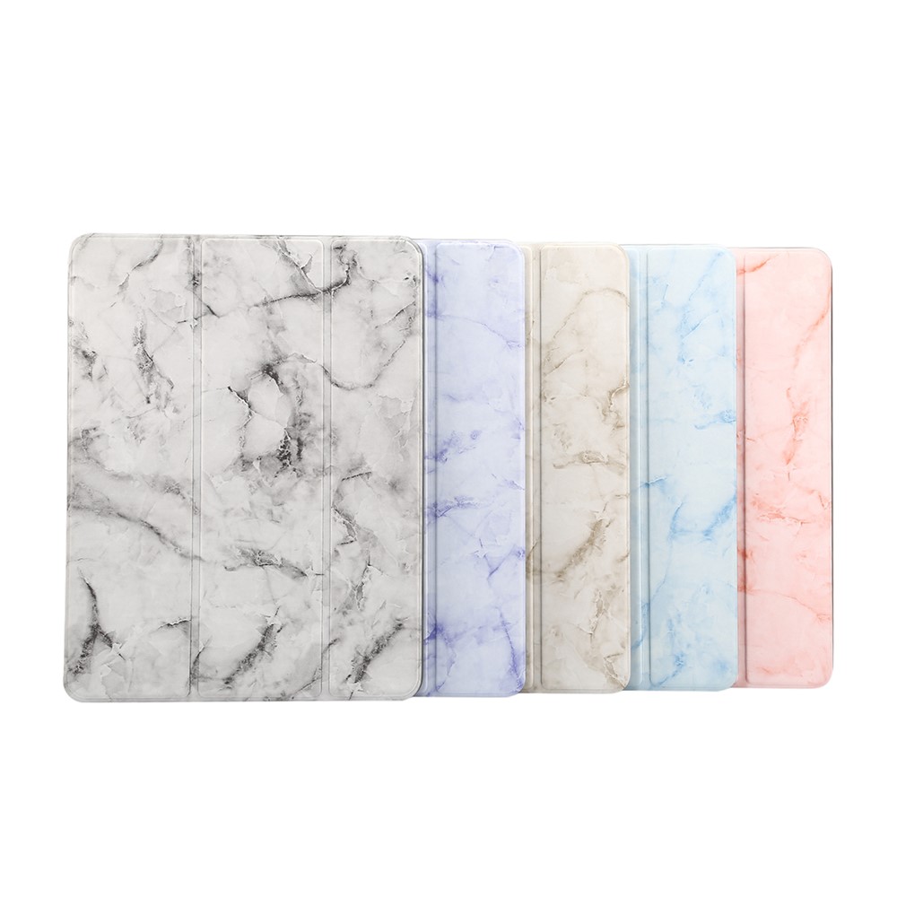 Struttura Di Marmo Tri-fold Copertura Tablet In Pelle Con Slot Per Penna Per Apple IPad 10,2 (2019) - Nero / Grigio-6