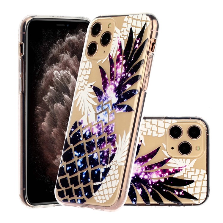 Unique Embossed 3D Diamond Texture TPU Mobile Cover for iPhone 11 Pro 5.8 inch - Purple Pineapple-1