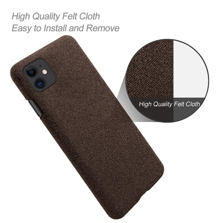 Cloth + PC Mobile Phone Case Cover for iPhone 11 6.1-inch - Coffee-4