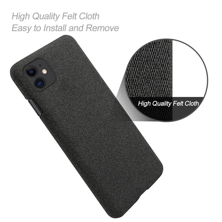 PC Caixa Do Telefone Móvel Pano + Cobertura Para Iphone 11 6,1 Polegadas - Preto-4