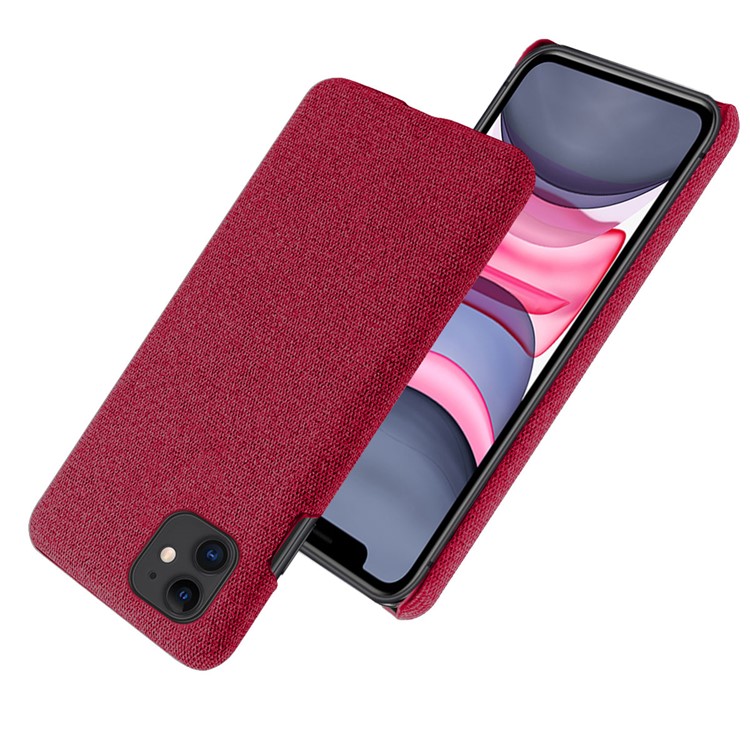 Tissu + PC Portable Housse Pour IPhone 11 6.1 Pouces - Rouge-2