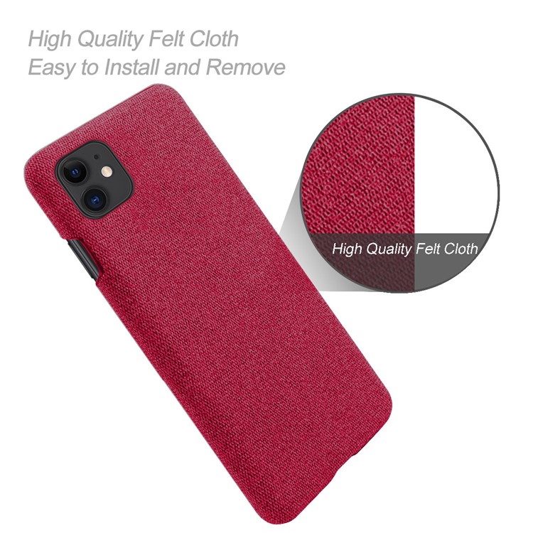 Tissu + PC Portable Housse Pour IPhone 11 6.1 Pouces - Rouge-4