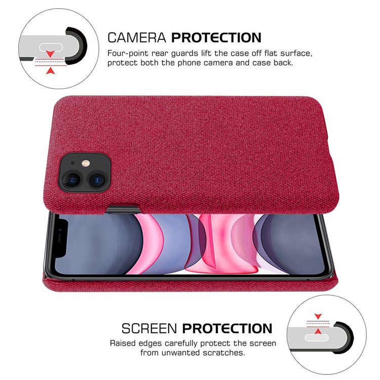 Tissu + PC Portable Housse Pour IPhone 11 6.1 Pouces - Rouge-5