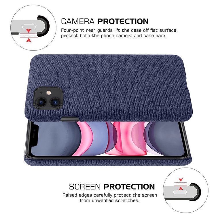PC Caixa Do Telefone Móvel Pano + Cobertura Para Iphone 11 6,1 Polegadas - Azul-5