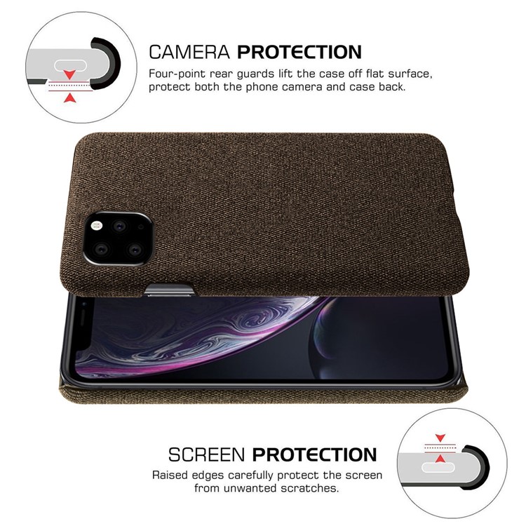 Cloth Texture PC Hard Case for iPhone 11 Pro Max 6.5 inch - Coffee-5