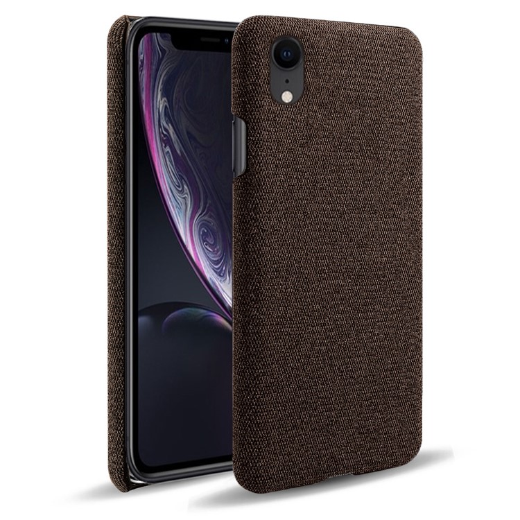 Quality Cloth + Hard PC Mobile Phone Case Cover for iPhone XR - Coffee-1