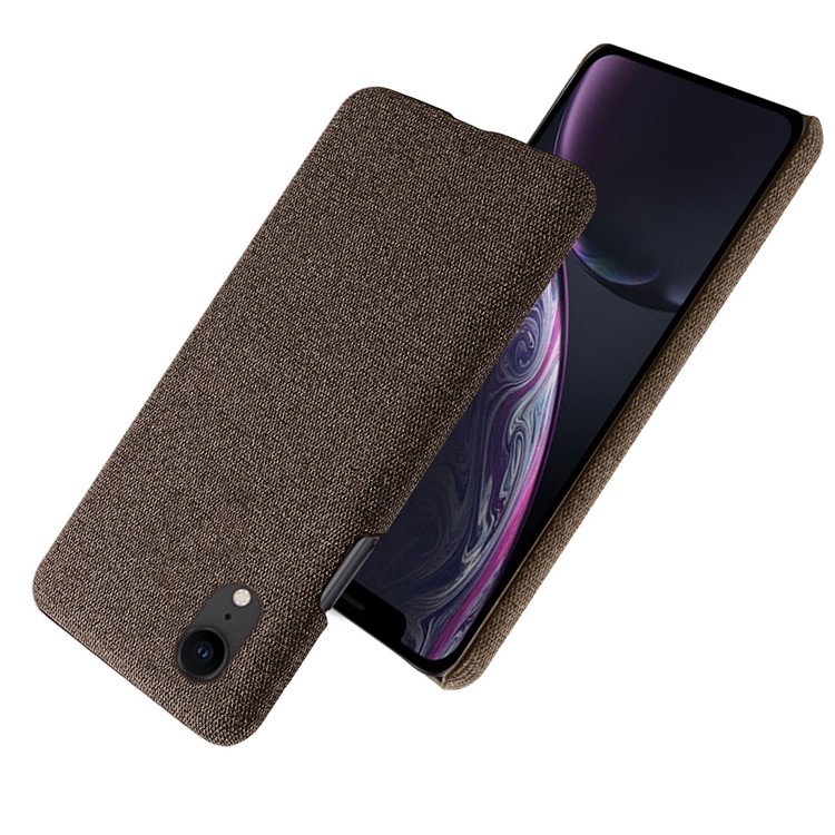 Quality Cloth + Hard PC Mobile Phone Case Cover for iPhone XR - Coffee-2