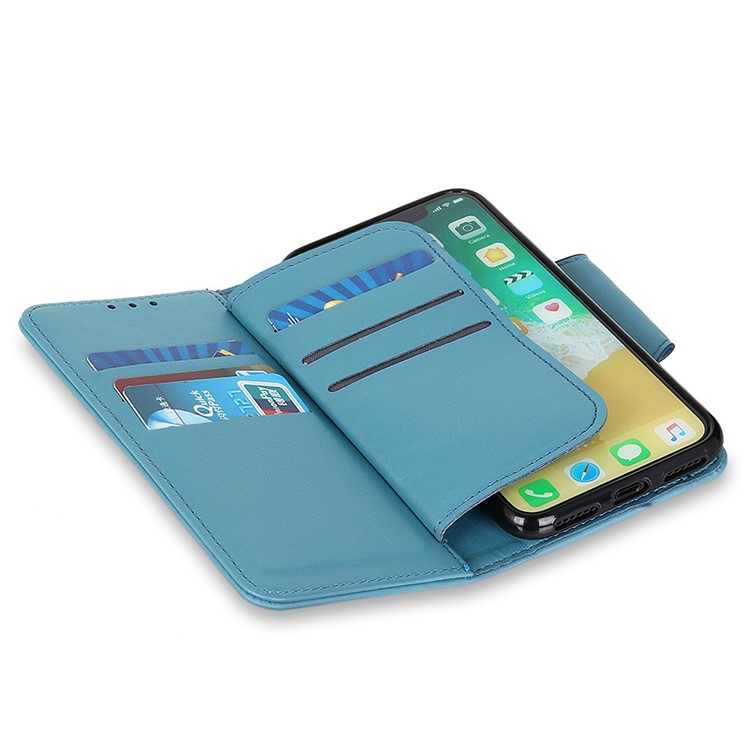 Multiple Card Slots Stand Leather Wallet Phone Case for iPhone 11 6.1-inch - Baby Blue-8
