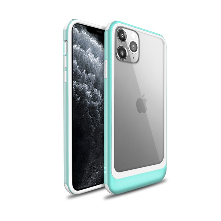 Two-tone TPU Frame + Clear PC Back Case Phone Cover for iPhone 11 Pro Max 6.5 inch - Green/White-4