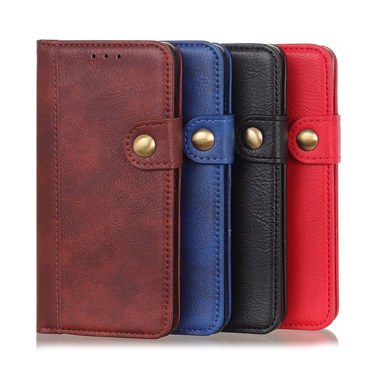 Single Brass Button Litchi Skin Leather Phone Shell for iPhone 11 6.1 inch (2019) - Black-11