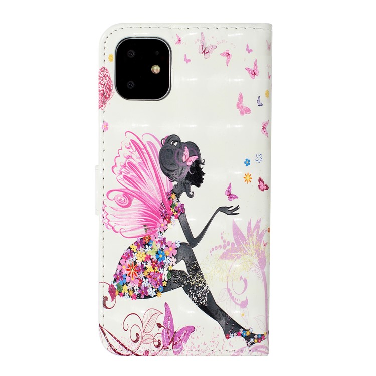 Pattern Printing Light Spot Decor Stand Wallet Leather Phone Cover for iPhone 11 6.1 inch (2019) - Beautiful Girl-3