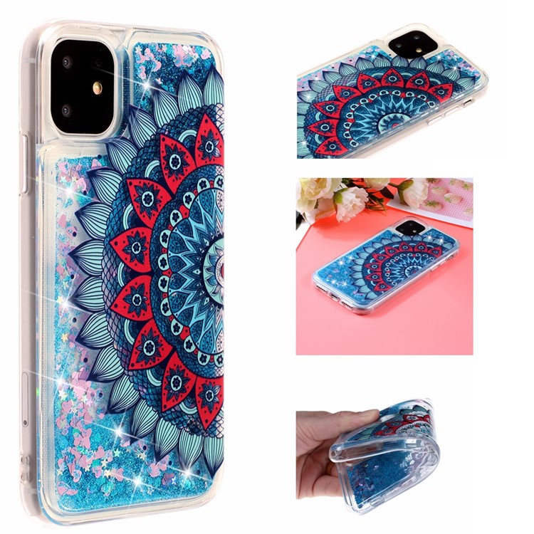 Pattern Printing Embossed Glitter Powder Quicksand TPU Case for iPhone 11 6.1 inch - Mandala Flower-1