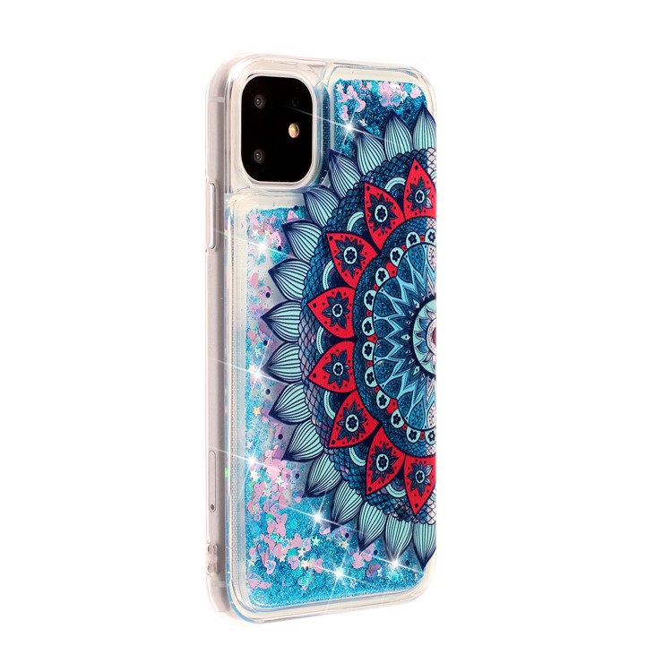 Pattern Printing Embossed Glitter Powder Quicksand TPU Case for iPhone 11 6.1 inch - Mandala Flower-3