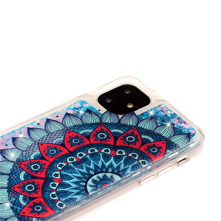 Pattern Printing Embossed Glitter Powder Quicksand TPU Case for iPhone 11 6.1 inch - Mandala Flower-4