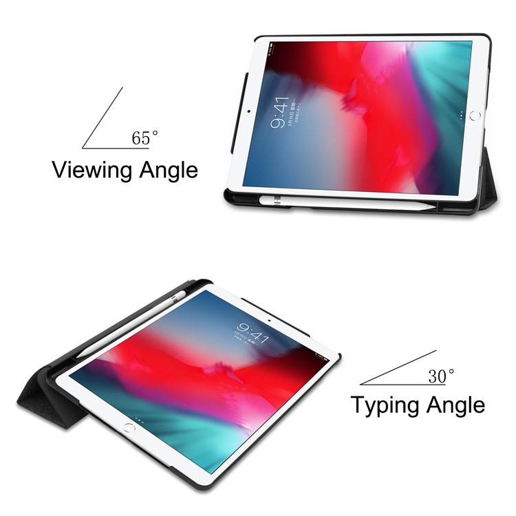 Jeans Stoff Textur Stand PU Leder Tablet -gehäuse Mit Stiftschlitz Für Ipad 10.2 (2021)/(2020)/(2019) - Schwarz