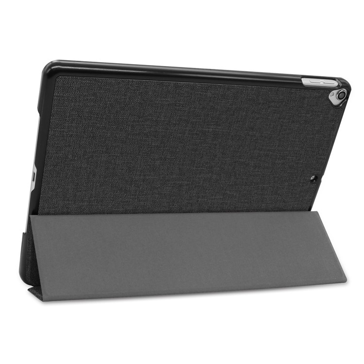 Jeans en Tissu Texture Stand de Tablette en Cuir PU Avec Fente de Stylo Pour Ipad 10.2 (2021) / (2020) / (2019) - le Noir