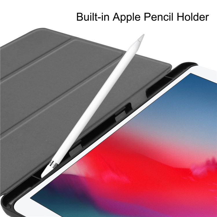 Jeans Cloth Texture Stand PU Leather Tablet Casing with Pen Slot for iPad 10.2 (2019) - Black-9