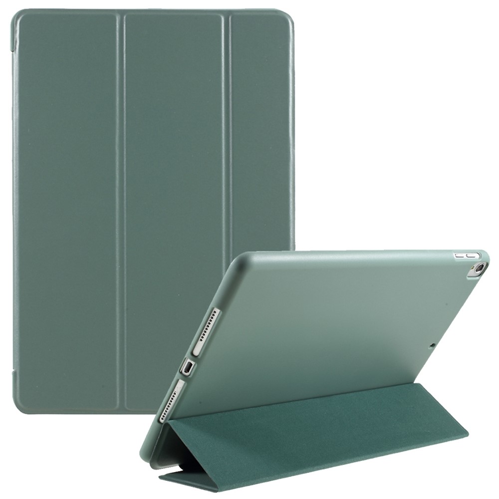 Tri-fold Leather Stand Tablet Case Cover Shell Heat-Dissipate Honeycomb Inner for iPad 10.2 (2021)/(2020)/(2019) - Dark Green