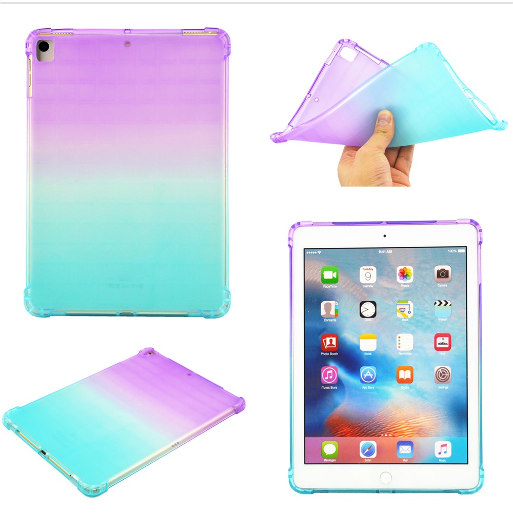 Colorful Air Cushion TPU Cover Case for iPad 10.2 (2021)/(2020)/(2019)/Pro 10.5-inch (2017)/Air 10.5 inch (2019) - Purple/Green