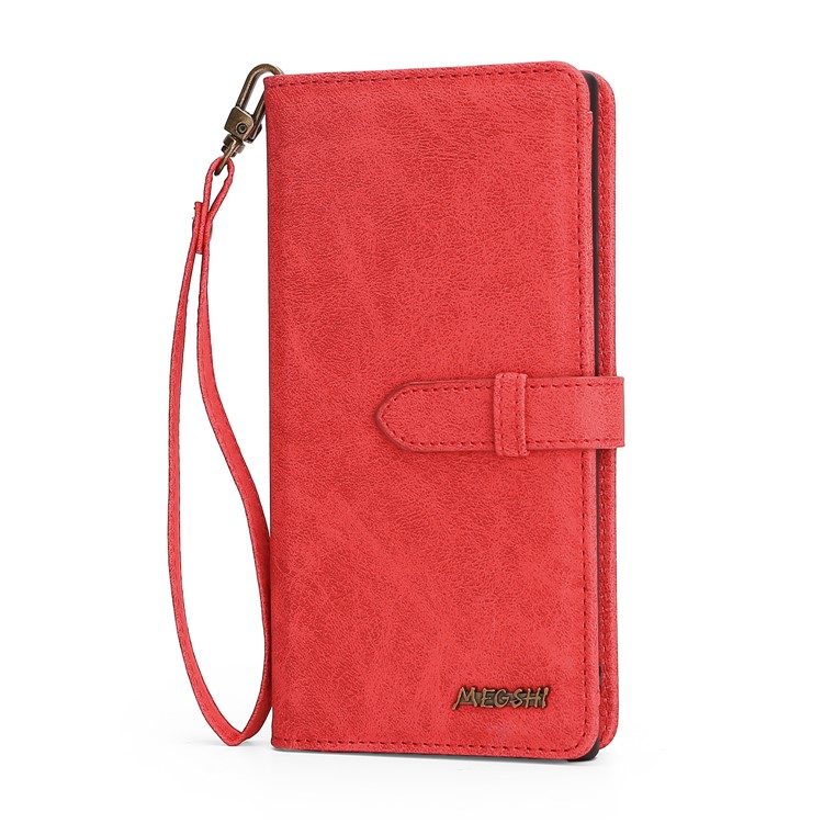 MEGSHI PC+ PU Leather + TPU Wallet Flip Business Phone Cover for iPhone XS/X 5.8 inch - Red-1