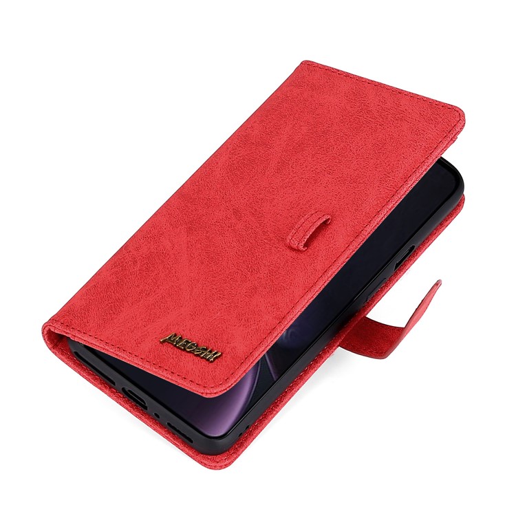 MEGSHI PC+ PU Leather + TPU Wallet Flip Business Case with Strap for iPhone 11 Pro Max 6.5 inch (2019) - Red-12