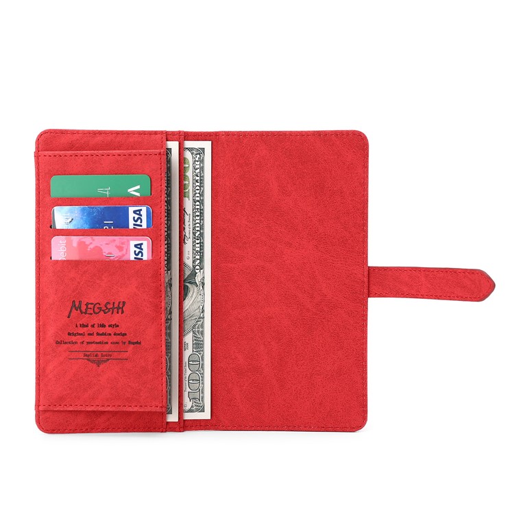 MEGSHI PC+ PU Leather + TPU Wallet Flip Business Case with Strap for iPhone 11 Pro Max 6.5 inch (2019) - Red-6