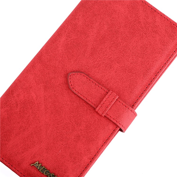 MEGSHI PC+ PU Leather + TPU Wallet Flip Business Case with Strap for iPhone 11 Pro Max 6.5 inch (2019) - Red-8