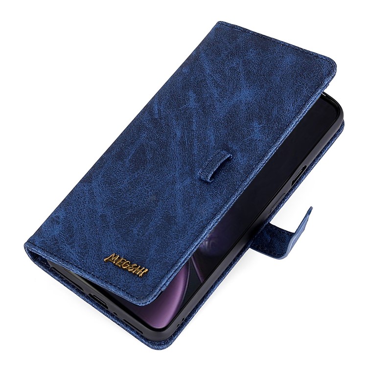 MEGSHI PC + PU Cuir + Porte-monnaie TPU Flip Cas D'affaires Avec Sangle Pour IPhone 11 Pro Max 6,5 Pouces (2019) - Bleu-12