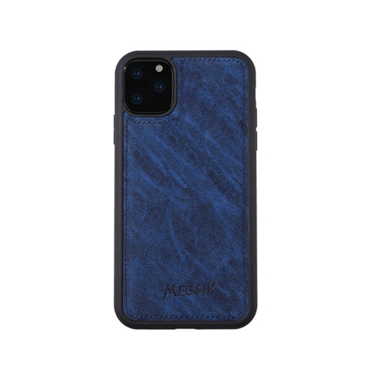MEGSHI PC + PU Cuir + Porte-monnaie TPU Flip Cas D'affaires Avec Sangle Pour IPhone 11 Pro Max 6,5 Pouces (2019) - Bleu-4