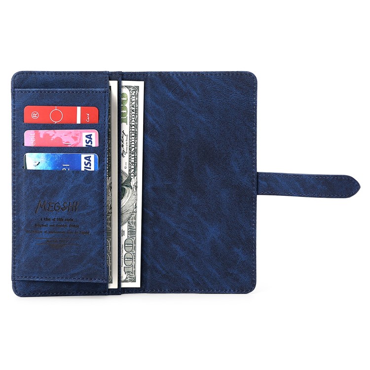 MEGSHI PC + PU Cuir + Porte-monnaie TPU Flip Cas D'affaires Avec Sangle Pour IPhone 11 Pro Max 6,5 Pouces (2019) - Bleu-6