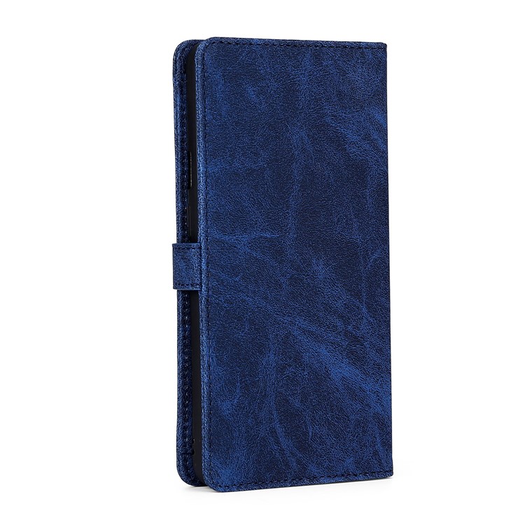MEGSHI PC + PU Cuir + Porte-monnaie TPU Flip Cas D'affaires Avec Sangle Pour IPhone 11 Pro Max 6,5 Pouces (2019) - Bleu-9