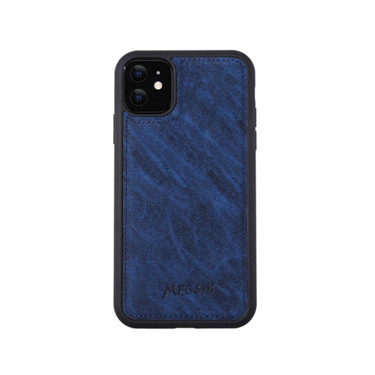 Caja Del Teléfono De Los Hombres De Negocios Cartera De Cuero Para Apple IPhone MEGSHI 11 6.1 Pulgadas - Azul Oscuro-2