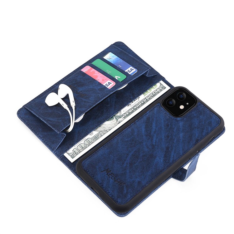 Caja Del Teléfono De Los Hombres De Negocios Cartera De Cuero Para Apple IPhone MEGSHI 11 6.1 Pulgadas - Azul Oscuro-4