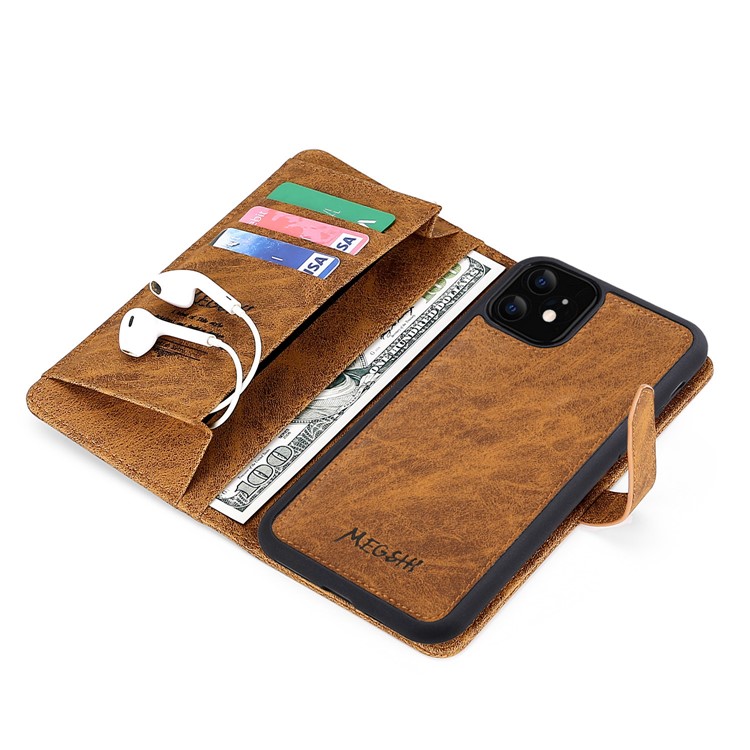 Caja Del Teléfono De Los Hombres De Negocios Cartera De Cuero Para Apple IPhone MEGSHI 11 6.1 Pulgadas - Marrón-4