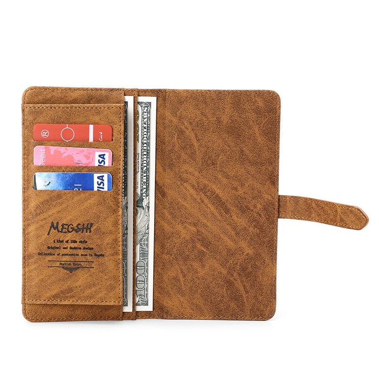 Caja Del Teléfono De Los Hombres De Negocios Cartera De Cuero Para Apple IPhone MEGSHI 11 6.1 Pulgadas - Marrón-5