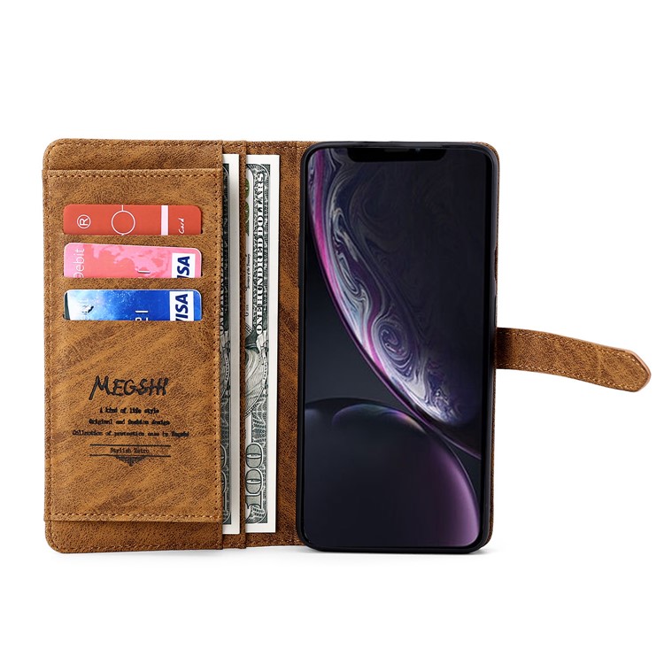 Caja Del Teléfono De Los Hombres De Negocios Cartera De Cuero Para Apple IPhone MEGSHI 11 6.1 Pulgadas - Marrón-9