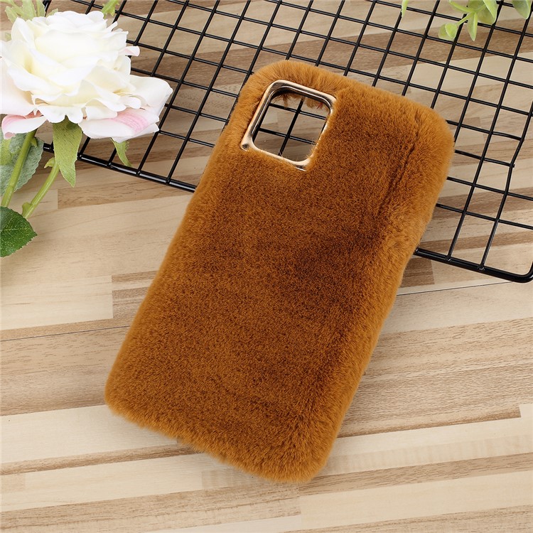 Soft Fur Coated TPU Phone Case for iPhone 11 6.1 inch - Coffee-1