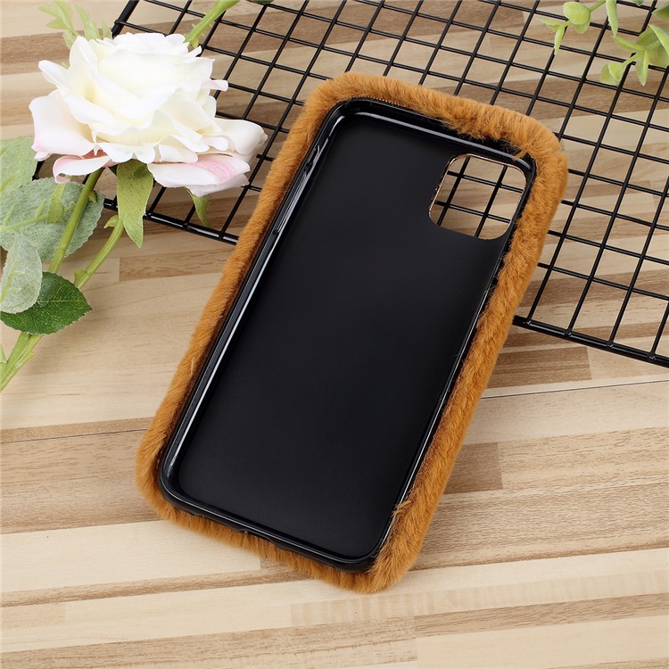 Soft Fur Coated TPU Phone Case for iPhone 11 6.1 inch - Coffee-4