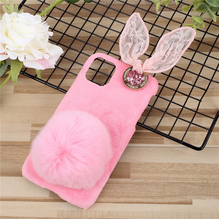 Rabbit Furry PC Back Casing for iPhone 11 6.1 inch - Pink-1