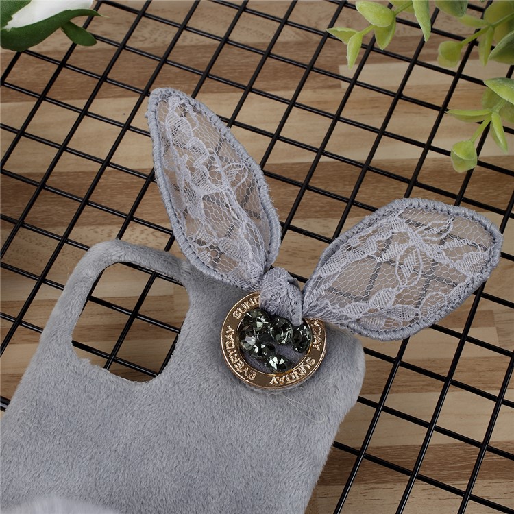 Rabbit Furry PC Back Casing for iPhone 11 6.1 inch - Grey-2