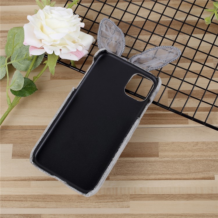 Rabbit Furry PC Back Casing for iPhone 11 6.1 inch - Grey-4