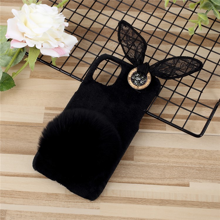 Rabbit Furry PC Back Casing for iPhone 11 6.1 inch - Black-1