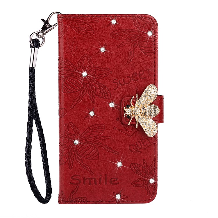 Bee Pattern Rhinestone Decor Leather Wallet Phone Case for Apple iPhone 11 Pro Max 6.5 inch - Red-2