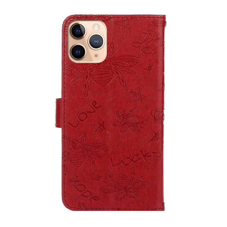 Bee Pattern Rhinestone Decor Leather Wallet Phone Case for Apple iPhone 11 Pro Max 6.5 inch - Red-3