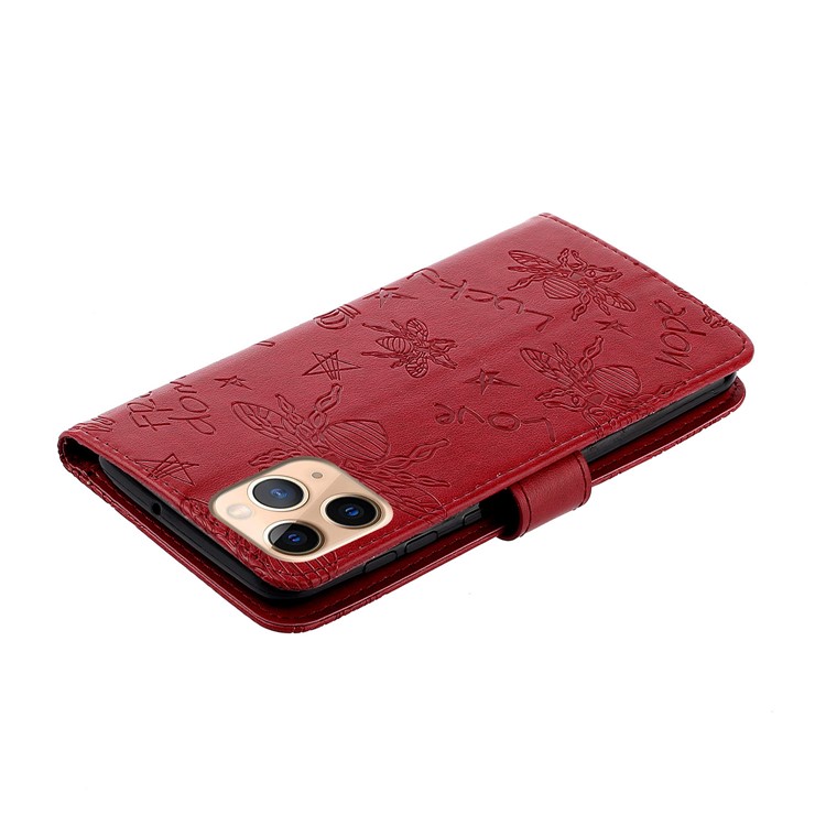 Bee Pattern Rhinestone Decor Leather Wallet Phone Case for Apple iPhone 11 Pro Max 6.5 inch - Red-5