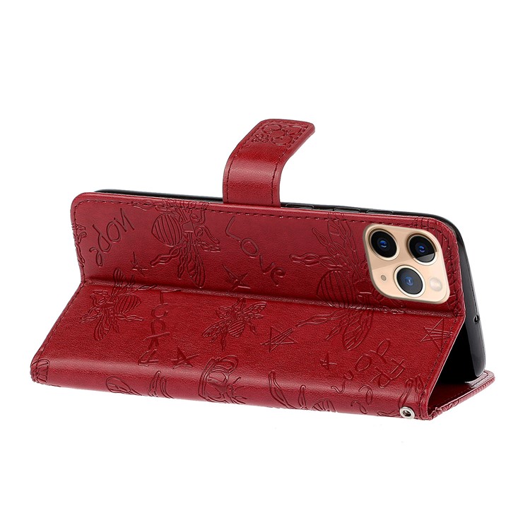 Bee Pattern Rhinestone Decor Leather Wallet Phone Case for Apple iPhone 11 Pro Max 6.5 inch - Red-6